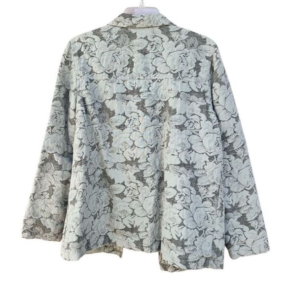 Romantic Floral Rose Linen and Cotton Summer Blazer - Picture 4 of 7